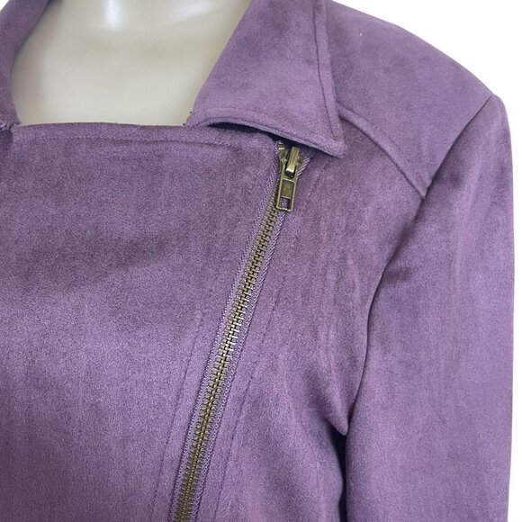 Eden Society Womens Purple Drapey Moto Jacket Stitch Sz L - New - Picture 4 of 8